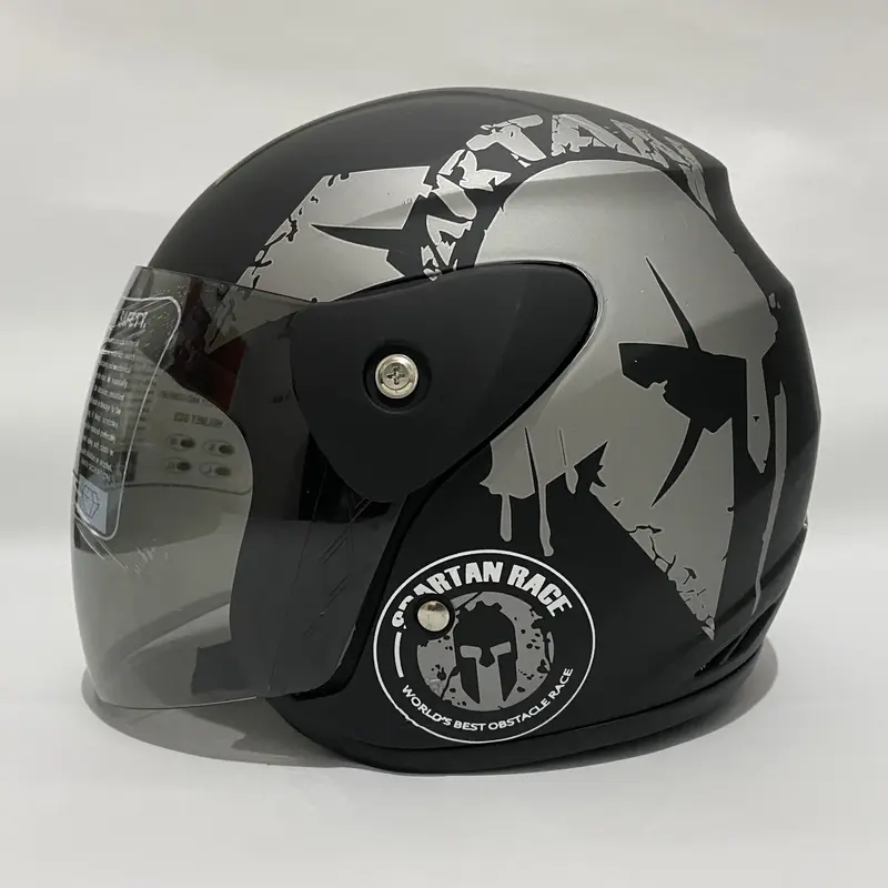 HELM HALF FACE EVO EVOLUTION VENOM SPARTAN KACA SILVER-PELANGI / UNTUK PRIA DAN WANITA DEWASA SNI Motorcycle 3