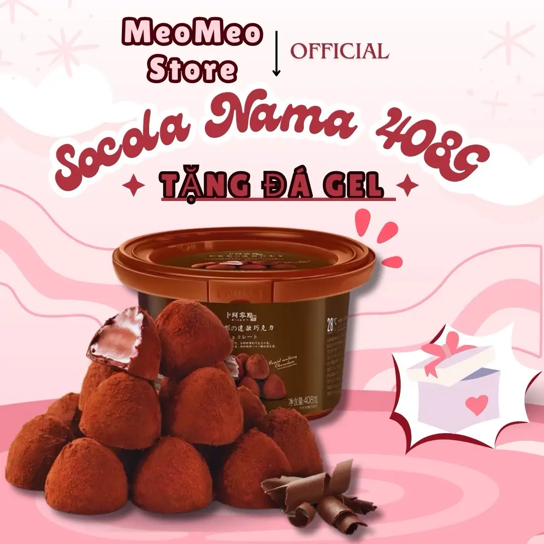 Socola Nama Hộp 408gram Quà Tặng Noel Chocolate Socola Truffles Hình Nấm Hộp 80 Viên Ăn Vặt MeoMeo Snack Food (Vị Ngọt Nhẹ Nhàng Kèm Đắng Nhẹ)