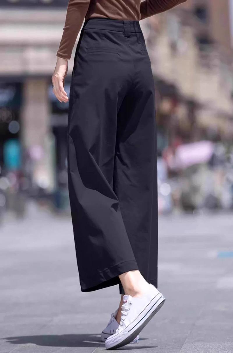 Product Introduction of Tencel Wide-Leg Pants for Women, Summer Thin Style, Slimming High-Waisted Straight Pants, Petite Eight-Point Loose Casual Nine-Point Pants 9
