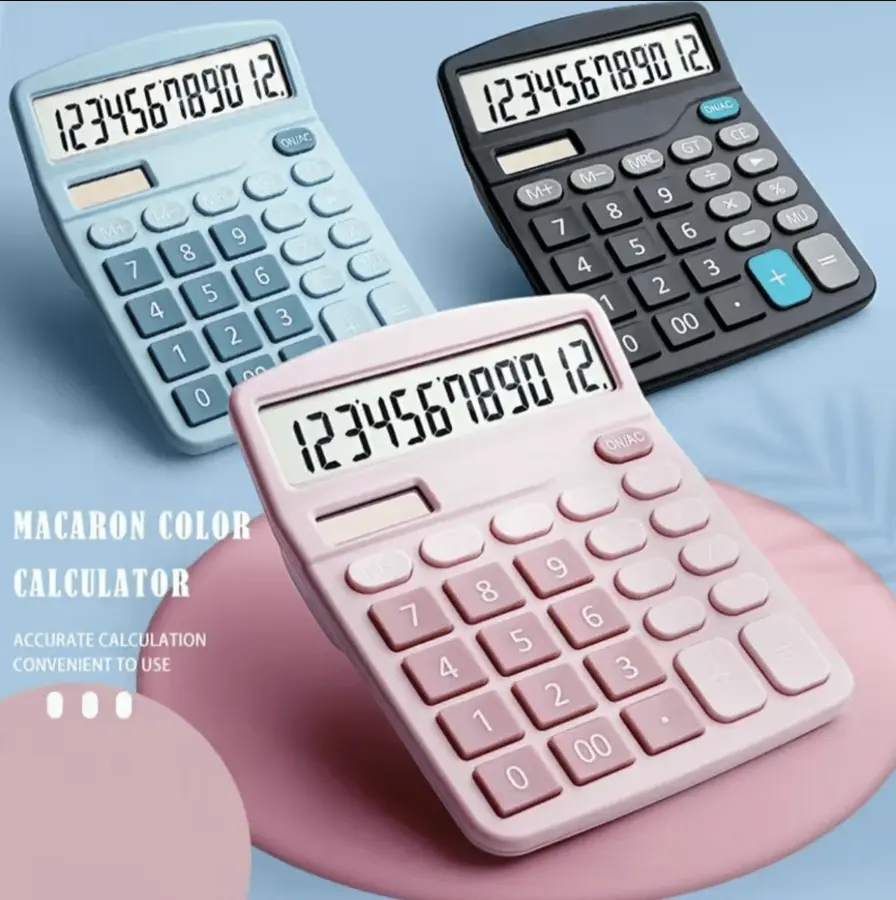 12-bit Solar Battery Dual Power Standard Function Electronic Calculator with Large LCD Display