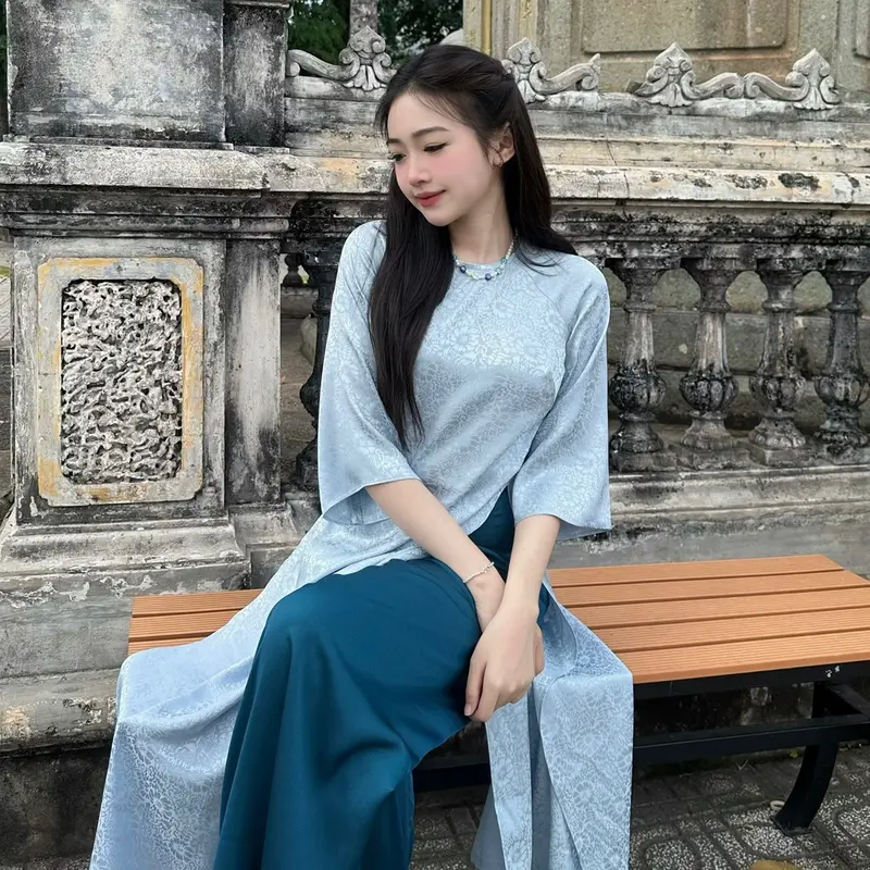 Set áo dài Nhật Hạ form xinh xắn màu sắc nhã nhặn 4