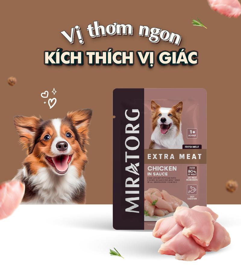 Product Introduction of (85g) Thức ăn ướt Miratorg xốt thịt cho chó trưởng thành | vị Thịt Gà | Dinh dưỡng cân bằng [Hạt siêu thịt - Vị siêu ngon] 4