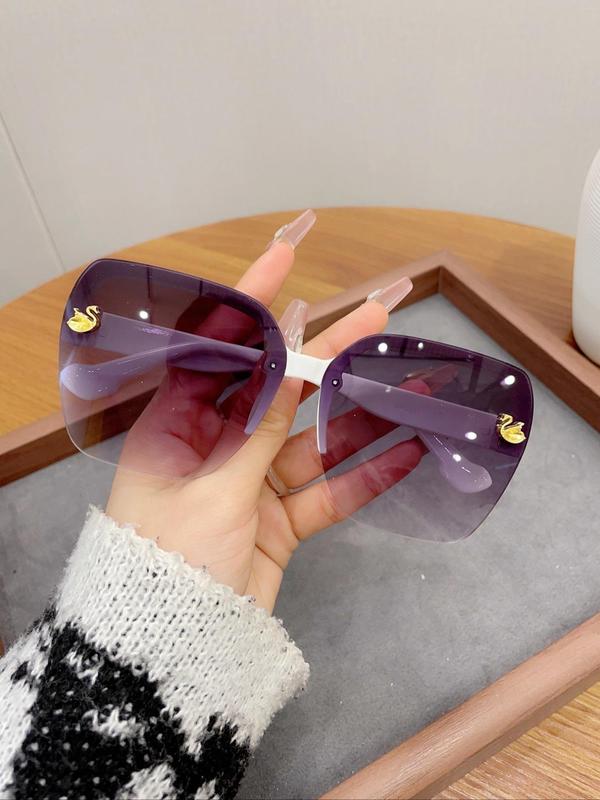 Unisex Vintage Frameless Square Sunglasses, Trendy Sunglasses for Everyday Use, Fashion Accessories for Outdoor Activities 0