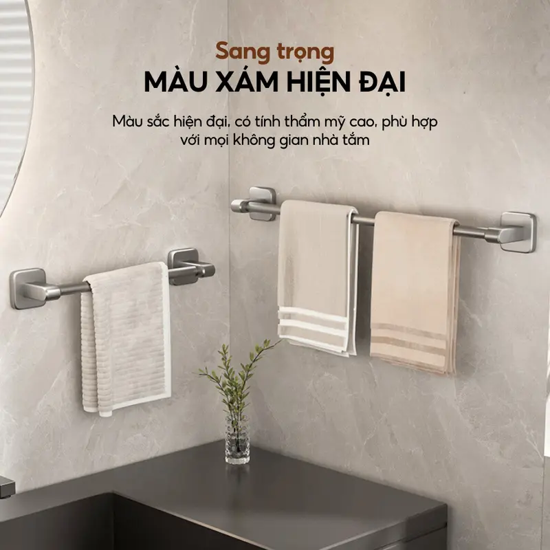 Thanh treo khăn nhà tắm nhà bếp dán tường LAVAR Chịu lực 20kg kèm miếng dán dính chắc chắn 4