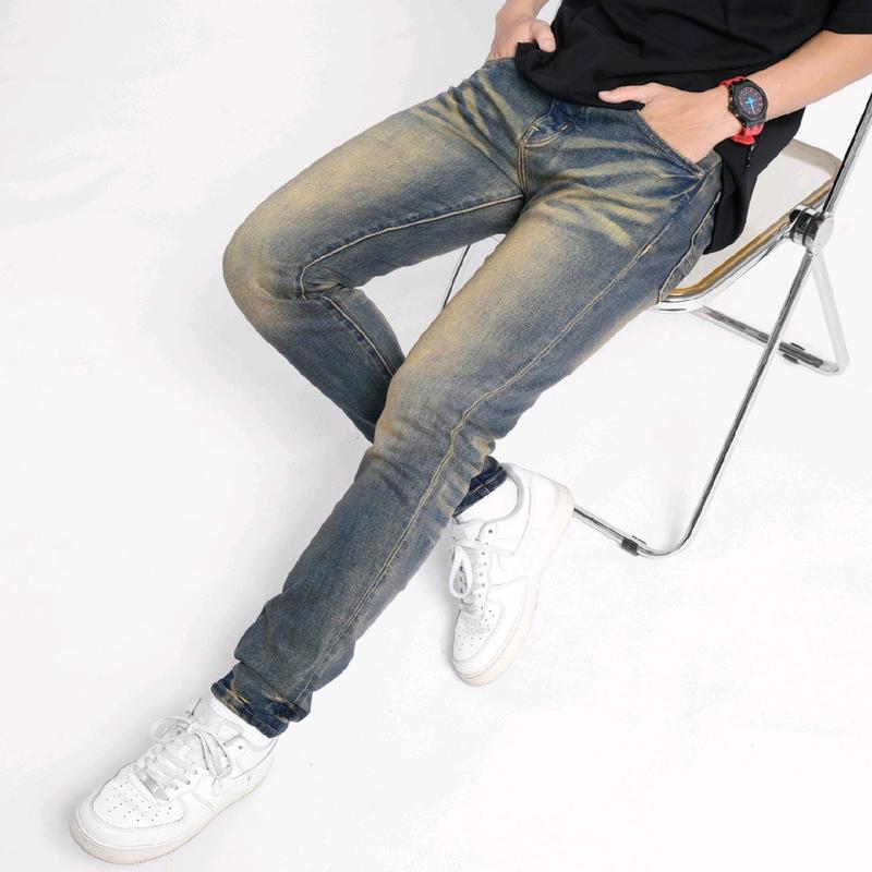 Quần Jeans Nam AMIRI 4 Cúc , Phôi Trơn Màu Rêu Phủ Dơ Cao Cấp 3581
