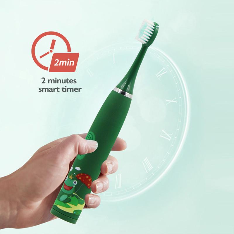 Product Introduction of Children's Electric Toothbrush With Replacement Heads Colorful Cartoon Ultrasonic Rechargeable Soft Hair Sonic Cleaning Brush adult  toothbrush portable  toothbrush 11