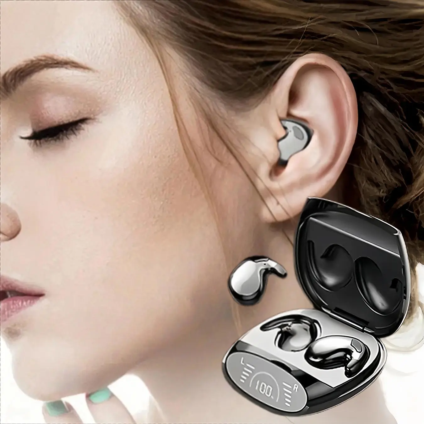 Ultra-Thin Sleep Wireless Earbuds, Super Standby Wireless Earbuds, On-Ear Sports Stealth Subwoofer Earphones, Low Latency Noise Canceling Sleep Earbuds