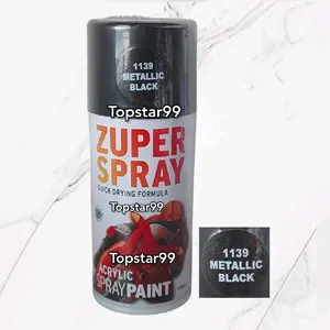 Pilok Cat  Zuper Hitam Metalik Metalic Black 1139 150cc Glossy Mengkilap Spray paint