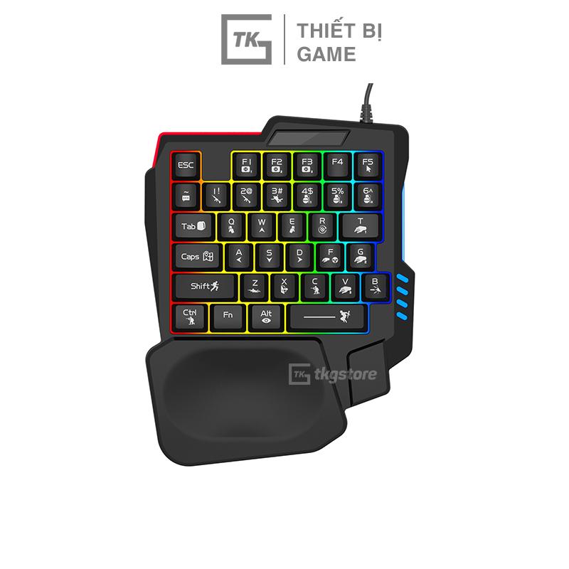 Bàn phím chơi game K13 | Bàn phím giả cơ một tay led Rainbow