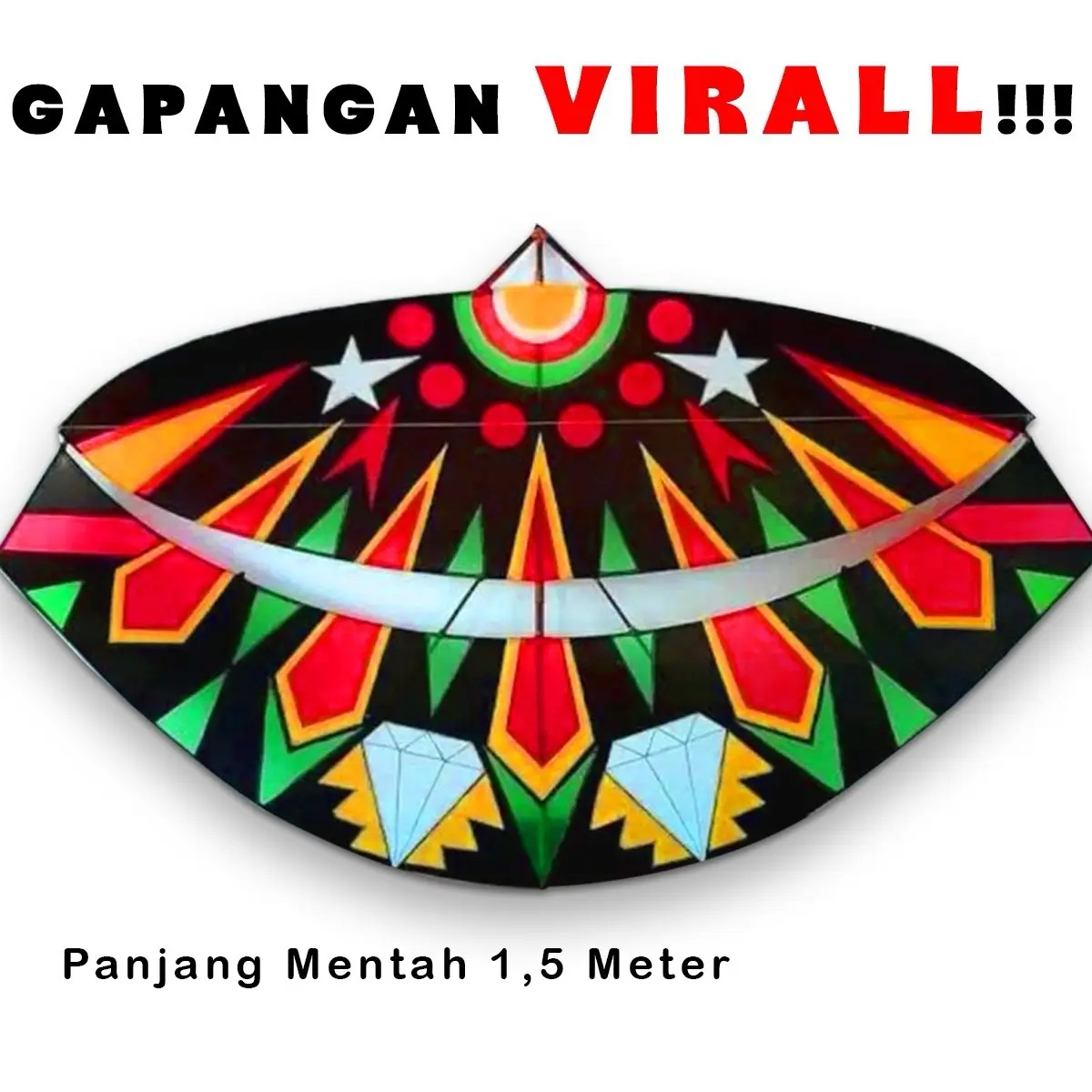 Layangan Gapangan Pegon Ceper Aesthetic Layangan 1 meter 1.5 meter layang Gapangan Viral Hanya ranga rakit sendiri Bambu
