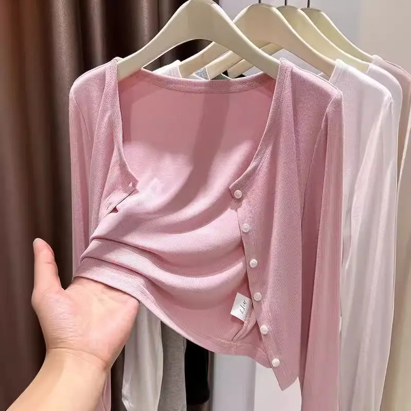 1Pcs Fashion Grey Modal Ladies Cardigan Knitted Jacket