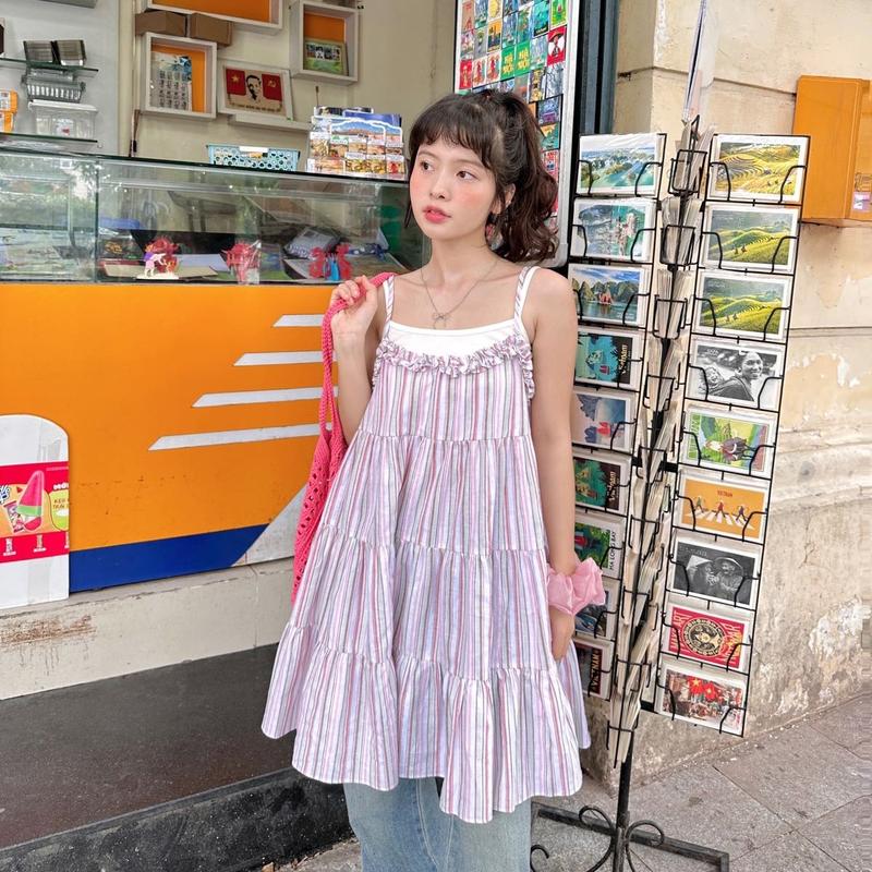 Đầm babydoll linen sọc Nunu - Eighteen Again