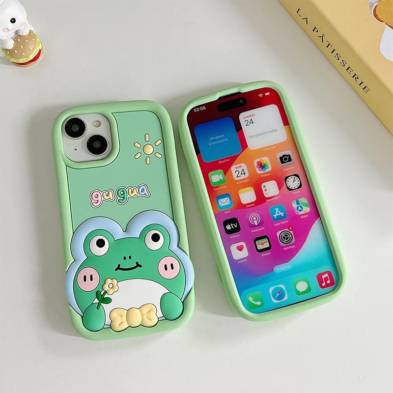Product Introduction of Vỏ silicon mềm choXanh Lá ếch iPhone , vỏ hoạt hình dễ thương, 15 Pro Max, 14, 13, 12 promax, 11 10