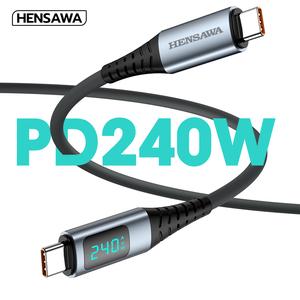 HENSAWA รุ่น US401 1.5 เมตร Type C To Type C สาย USB 4.0 สายชาร์จ USB C ถึง USB C 240W เร็วแรง พร้อมถ่ายโอนข้อมูล 40Gbps สายวิดีโอ 8K60Hz รองรับ Thunderbolt 4/3 สำหรับ iPhone 15/15 Pro Max iPad MacBook Pro Air Samsung Galaxy Huawei Matebook iPad Pro