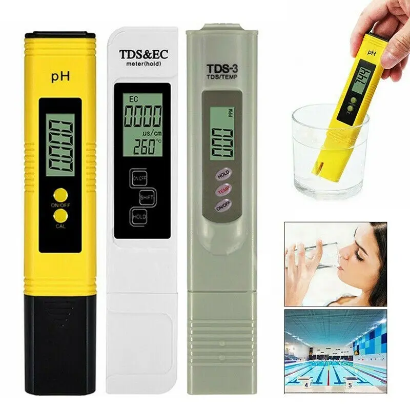 เครื่องวัดค่าPHน้ำ เครื่องทดสอบคุณภาพน้ำ ใช้ในแหล่งน้ำ Digital Electric TDS/EC/PH Meter Tester พร้อมแบตเตอรี่ L57