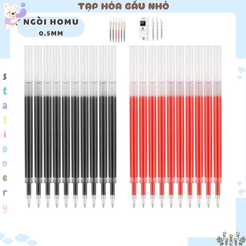 Ngòi bút gel bấm 11cm HOMU mực xanh đỏ đen