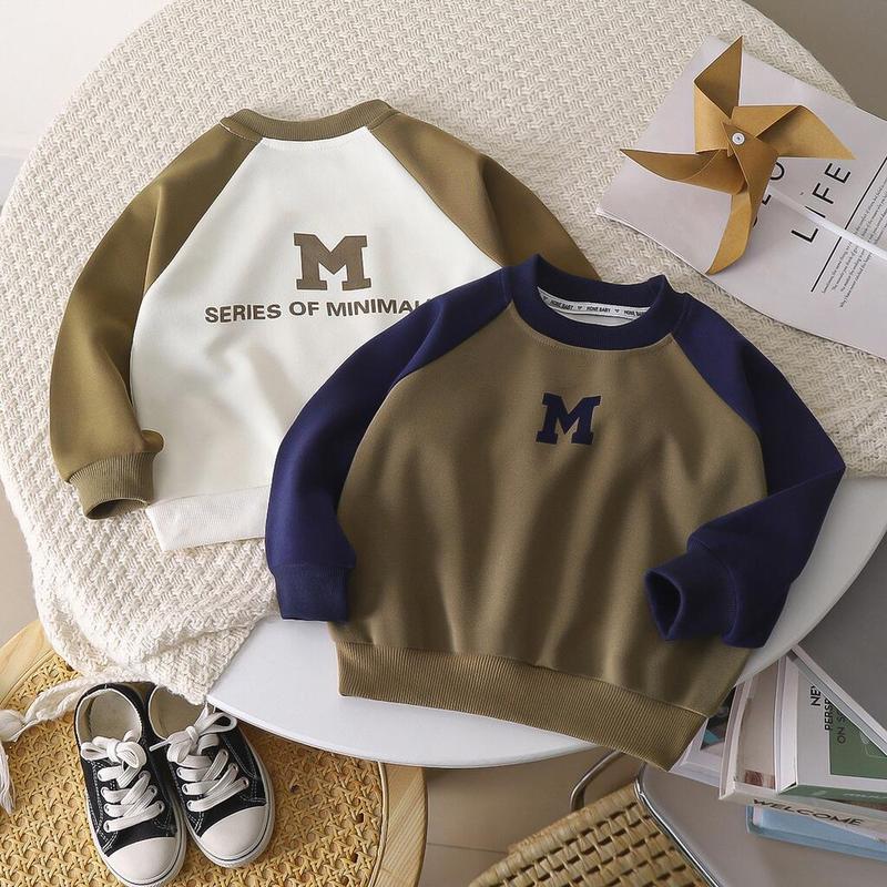 Product Introduction of ZY 70 160cm Ready Stock Children Casual Raglan Shoulder Sweatshirt Fashion Long Sleeved T Shirt Autumn Winter Baby Round Neck Pullover Color Blocking Sw 36