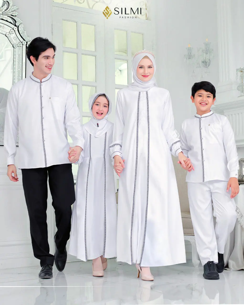 SARIMBIT MADANI FAMILY PUTIH WHITE BY SILMI || SERAGAM BUSANA MUSLIM KELUARGA WARNA PUTIH ABAYA