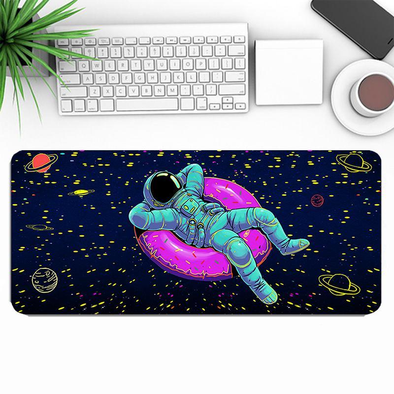 Cartoon Astronaut Pattern Extended Mouse Pad, 1 Count Fluorescent Design Decorative Mouse Pad, Desktop Mouse Pad for Home Office 6