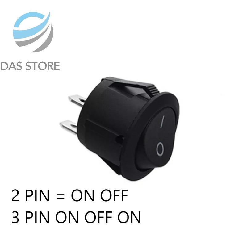 Saklar bulat on off rocker switch 2 PIN hitam 3 pin - Shop | Tokopedia