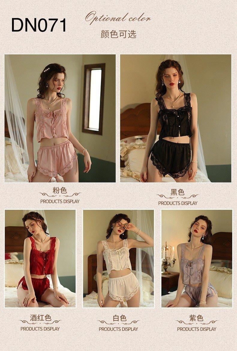 Product Introduction of B3 - Bộ Đồ Ngủ Lụa 2 Dây, Cúc Bọc, Lụa Quảng Châu Cao Cấp 6