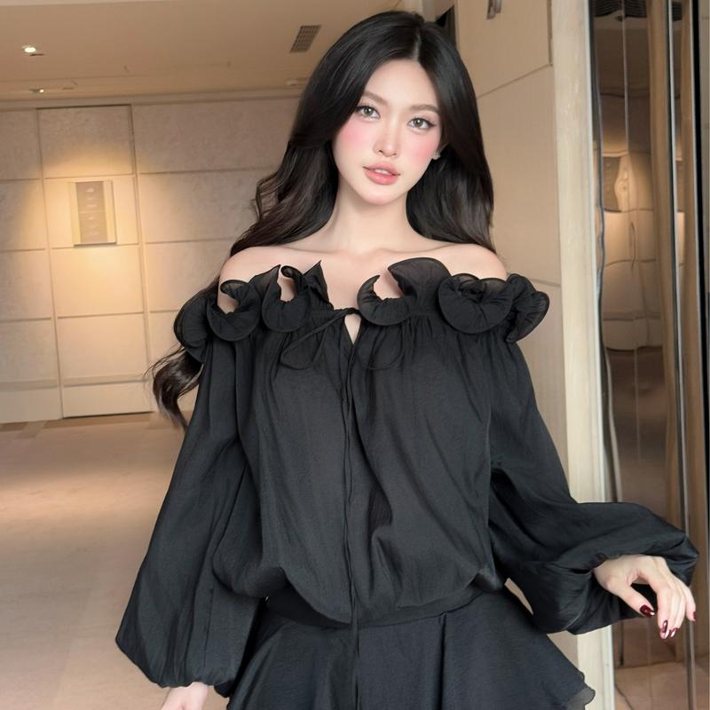 Đầm thiết kế cổ sóng bèo tầng dáng xoè PL Clothing 5
