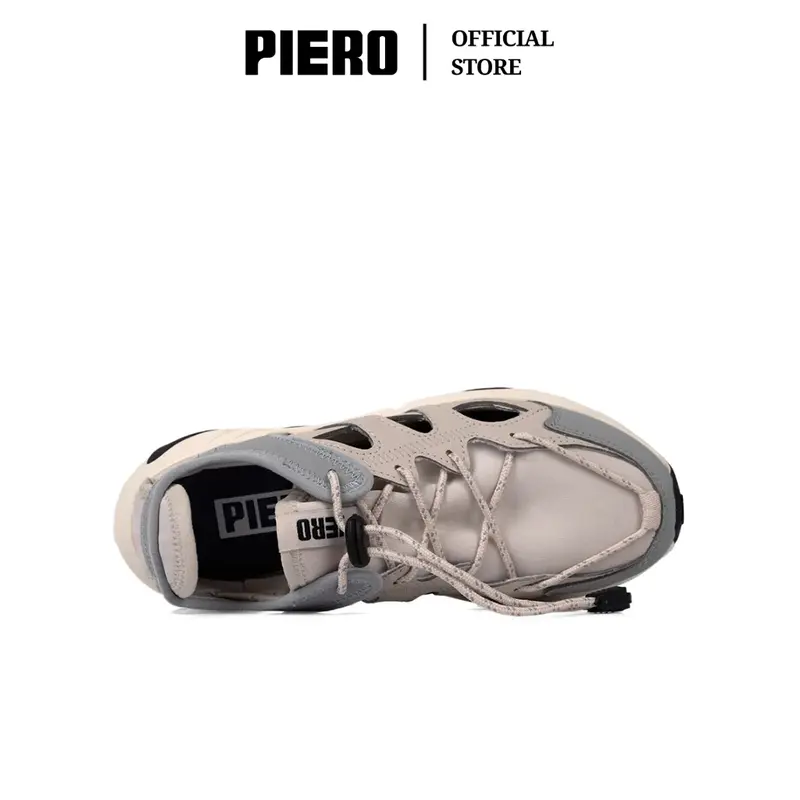 PIERO SEPATU SNEAKERS WANITA ERGO MOTION W OATMEAL GREY OFF WHITE PIE1000192 3