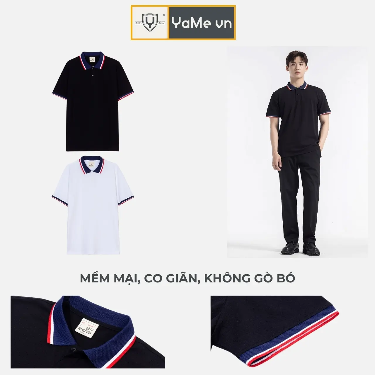Áo Polo Nam Đơn Giản Thời Trang Màu Trắng Đen Thương Hiệu Y2010 The Style Of No Style 21849 |YaMe|