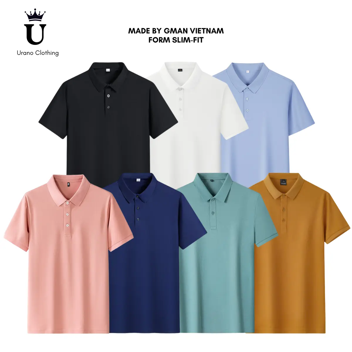 Áo thun polo nam Urano cao cấp vải poly cá sấu mềm mại, áo polo nam cộc tay 16 màu mới 2025