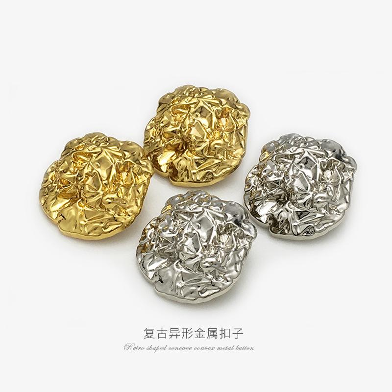 All-Match Special-Shaped Pleated Buttons 45mm Oversized Metal Buttons High-End Suit Coat Decorative Fur Buttons 1