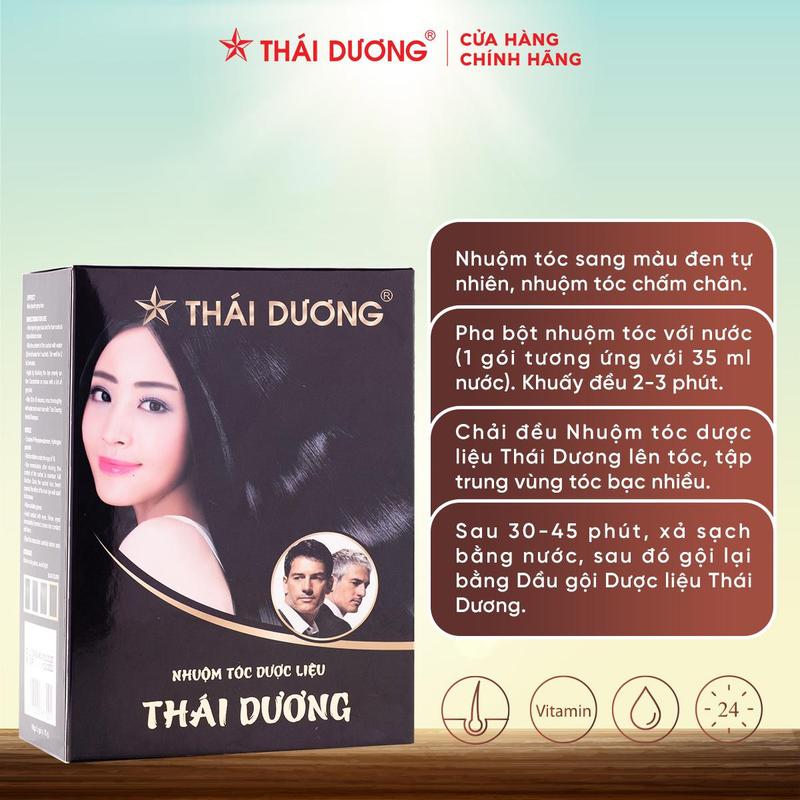 [Live - Mua 2 tặng 1] 02 Nhuộm tóc Dược liệu Thái Dương (Hộp 5 gói x 10g) tặng 01 sữa tắm 7 Plus Gold 50gr - Sao Thái Dương 7