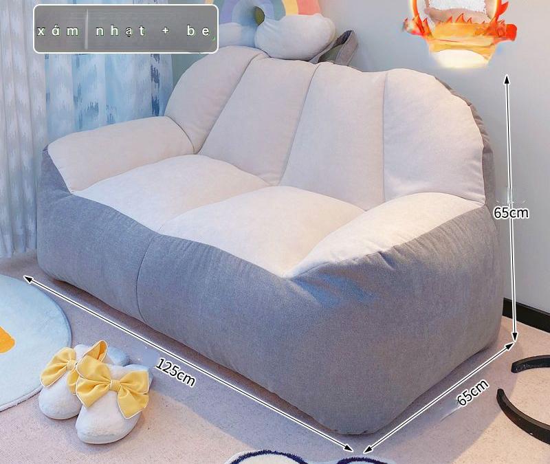 Ghế sofa lười hạt xốp dáng múi bí ngô, cỡ to vải nhung mềm mại, hạt xốp Thái không mùi độ đàn hồi cao