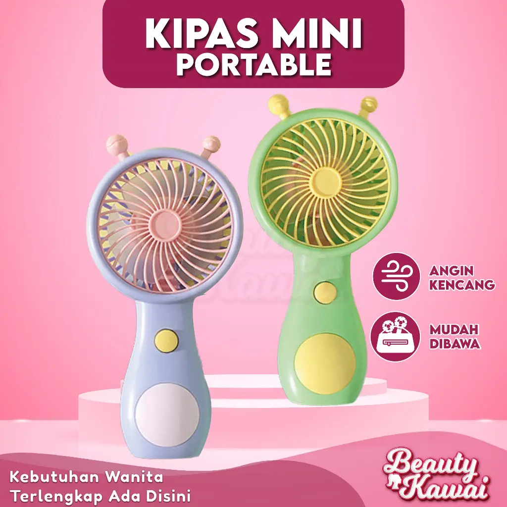 Kipas Angin Fan Mini Portable Genggam USB Hiasan Meja Warna Lucu