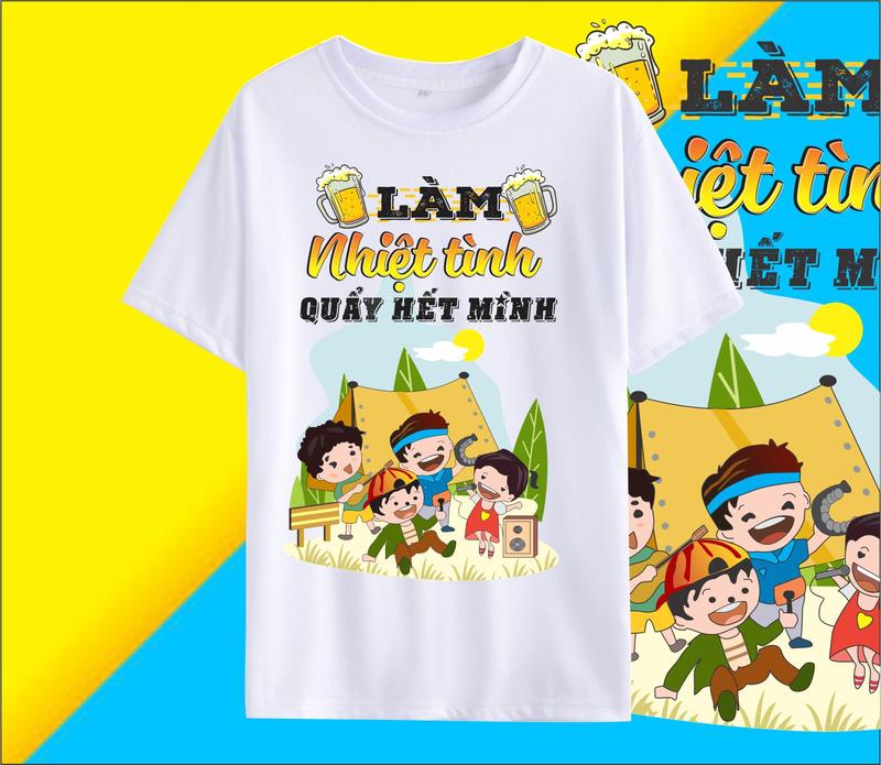 Áo Thun Nhóm, Đồng Phục Nhóm Làm Hết Sức Chơi Hết Mình Menswear Nam Cổ Tròn Jean Cổ Tròn Jean Trắng áo  phông