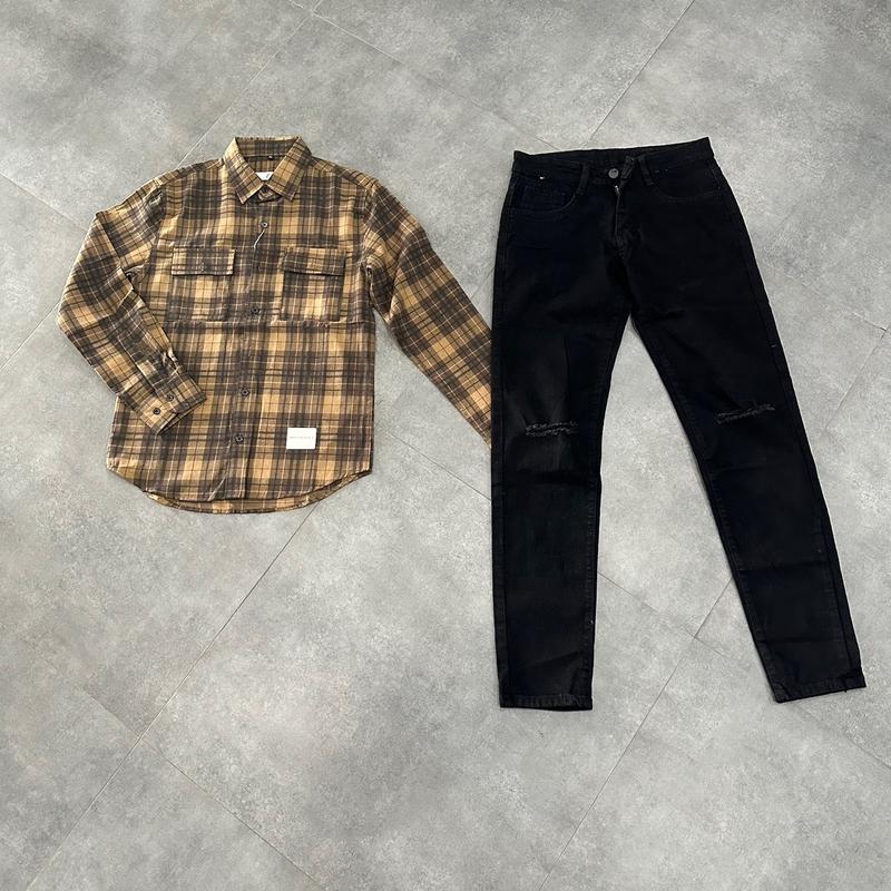 jean đen rách gối 03 đơn giản Thông thường Nam Menswear 6