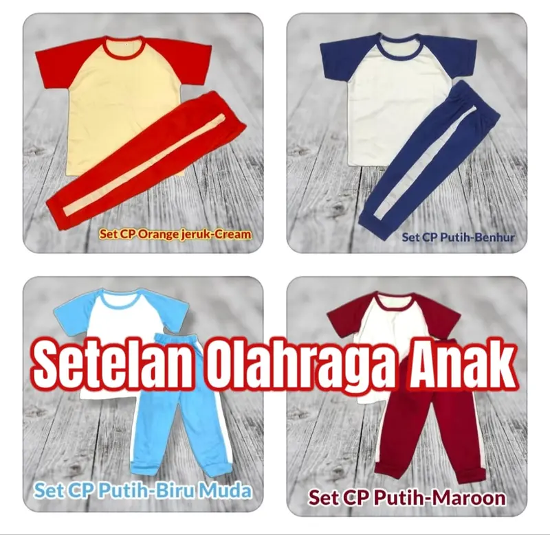 setelan olahraga untuk anak usia 2-12 tahun Baju Celana Seragam Outdoor 2