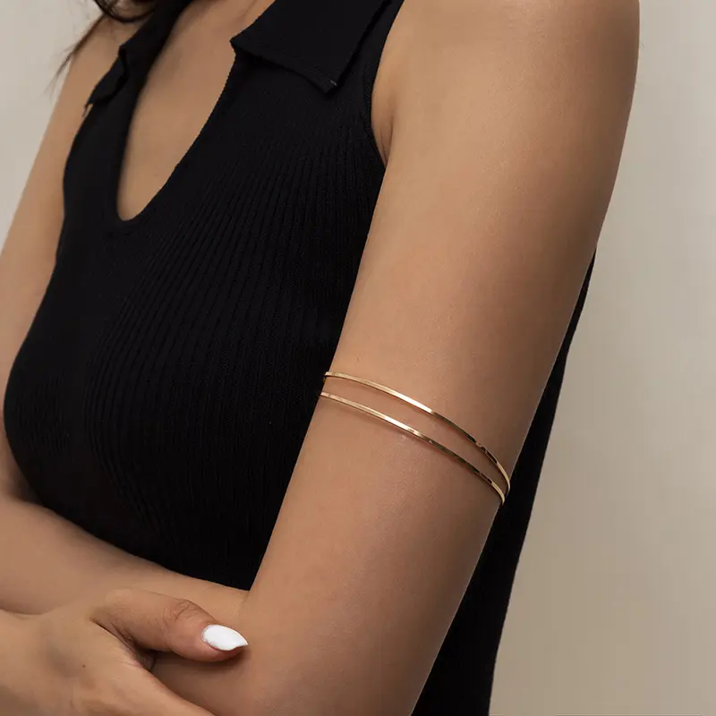 [zyy]Punk Armlet Adjustable Upper Arm Cuff Minimalist Bangle Armband Arm Bracelet  Gift