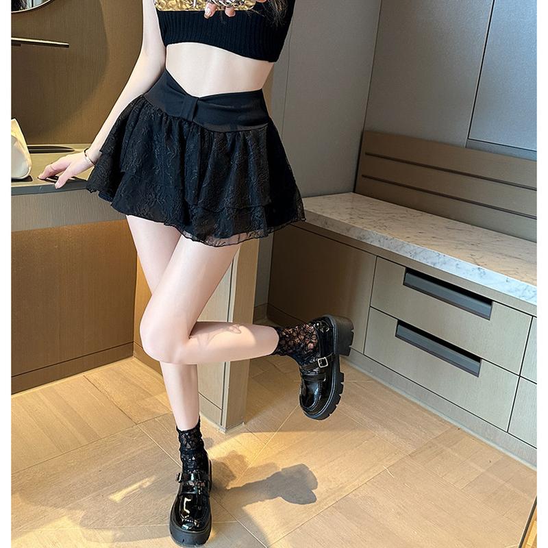Product Introduction of Temperament High Waist Lace Stitching Skirt Women's Summer A- line Skirt 13
