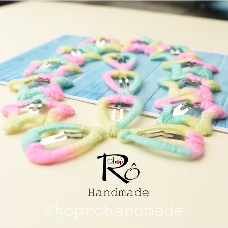 Kẹp tóc hình ngôi sao năm cánh len cute cho bé gái 3cm |Cặp tóc mái bên đẹp |Shop Rô Handmade 0