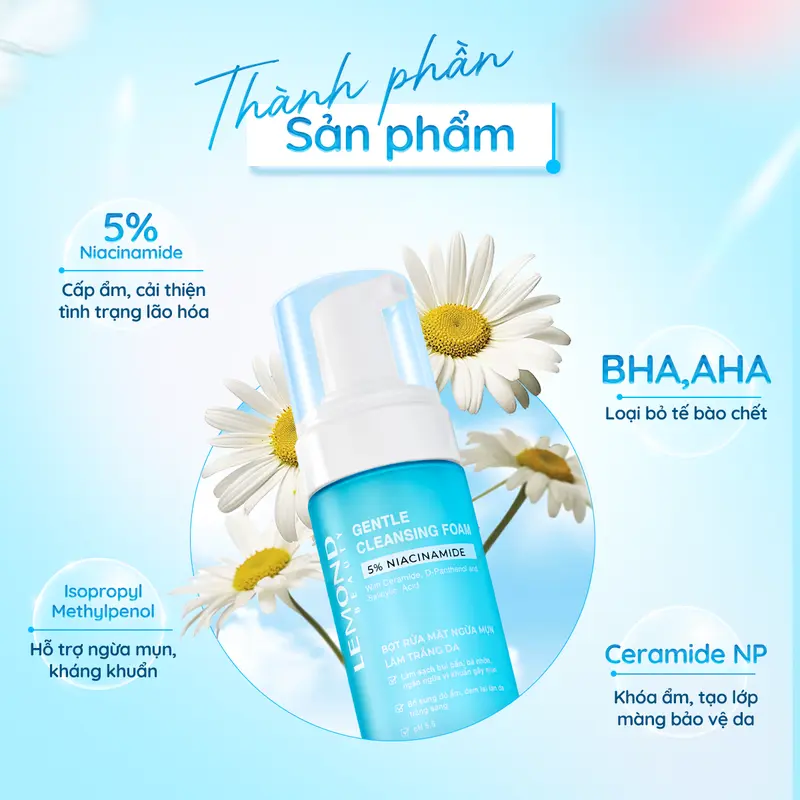 Bọt Rửa Mặt Tạo Bọt LEMOND GENTLE CLEANSING FOAM Hỗ Trợ Sáng Da, Làm Sạch Da 150ml 1