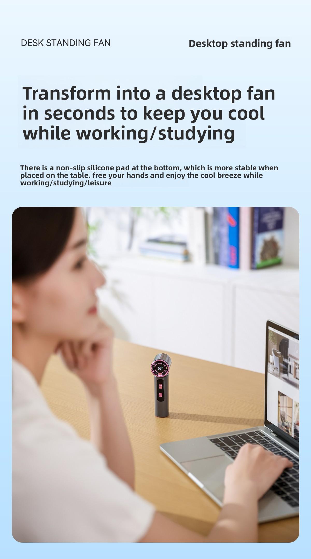 Kipas Pendingin, Kipas Genggam Mini Bergaya, Kecepatan Angin Ekstra Tinggi dengan 100 Pengaturan Kecepatan, Kipas Turbin Portabel untuk Luar Ruangan