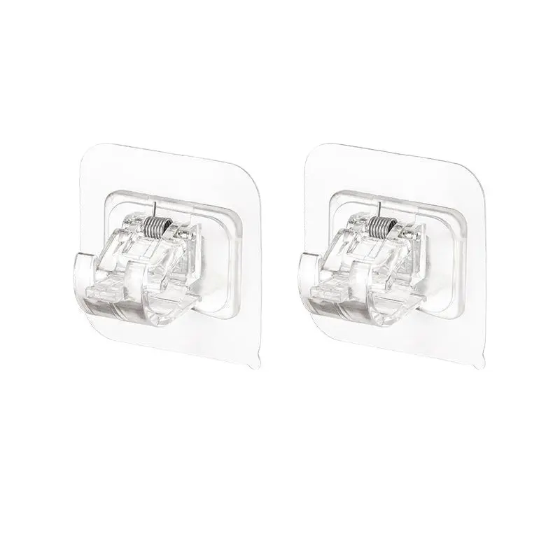 Curtain Rod Hook Telescopic Rod Fixed Clip Support Stickers Transparent Waterproof High Viscosity Punch-Free Household Curtain Shower Curtain Tower By Curtain Hanging Rod Solid