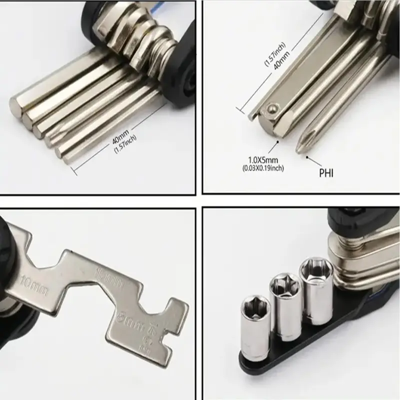 16 in 1 Repair Tool Kit, Portable Mountain Bike Repair Tool Kit, Effortless Maintenance Hex Wrench Spoke Wrench Screwdriver, Hardware, Construction Accessories 2