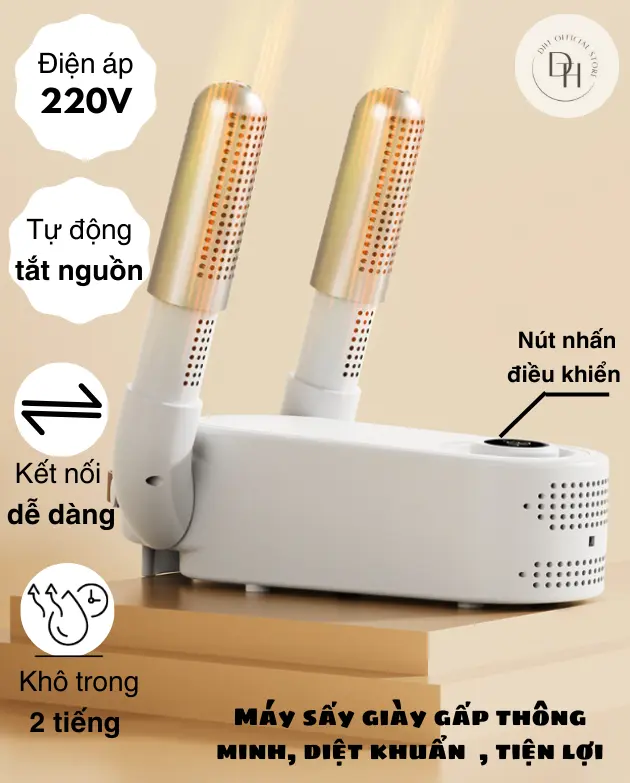 Máy Sấy Giày Gấp Thông Minh, Làm Khô và Khử Mùi Nhanh Chóng, Hẹn Giờ Tự Động, Mang Theo Dễ Dàng