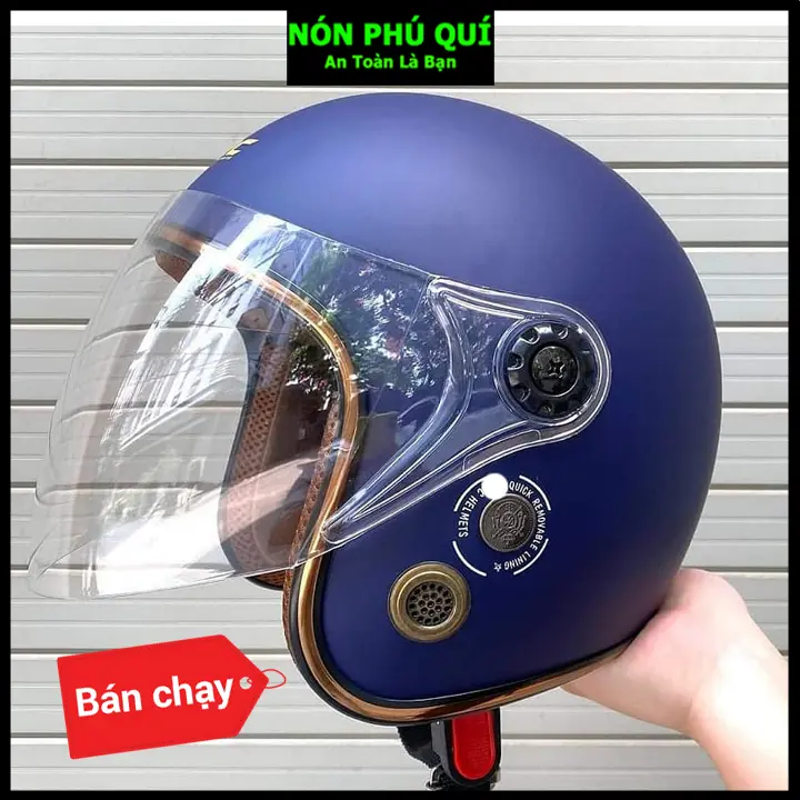 Nón bảo hiểm 3/4 kính dài Phú Quí ĐEN hàng chất lượng dẹp Mh02 1