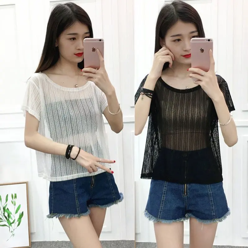 Áo Thun ngắn Tay Xuyên thấu Dành Cho Nữ, Thanh Lịch, Dáng Rộng Vừa Vặn, Cổ Tròn, Áo Cánh Cơ Sở Ren, Thích Hợp Cho Mùa Xuân Và Mùa Hè, Hàng Mới Về Năm 2024, Bán Chạy, Được Xếp Hạng Bởi 46.000 Người, [Đánh Giá Của Người Dùng]