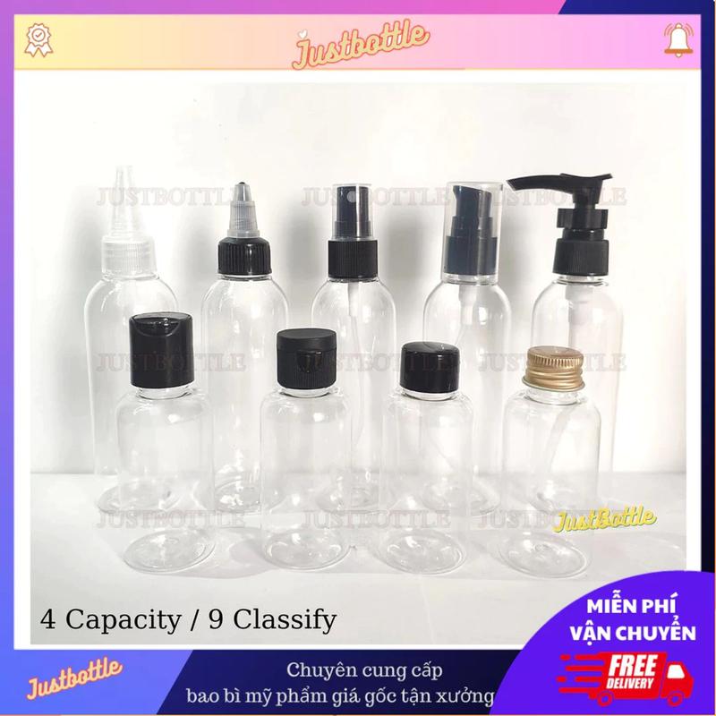 Lọ Chiết Mỹ Phẩm Trong Suốt 15Ml 20Ml 30Ml 50Ml 100Ml - Vỏ Chai Nhựa Pet Vòi Nhấn Xịt Giọt Phun Sương Nắp Bật Nhọn Nhôm