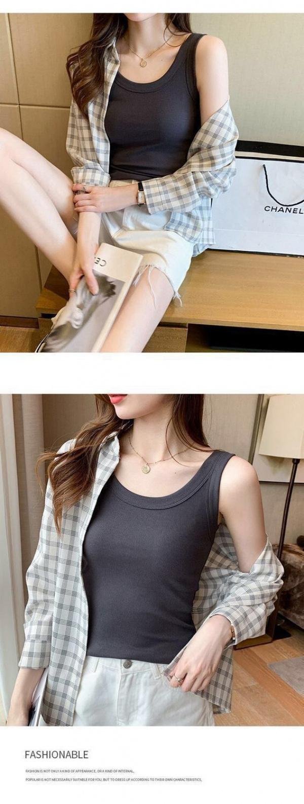 Product Introduction of Popular Versatile Anti-Exposure Sleeveless Inner Match Bottoming Camisole Women'S Summer Slim Fit Slimming Outside Wear Korean Style 7