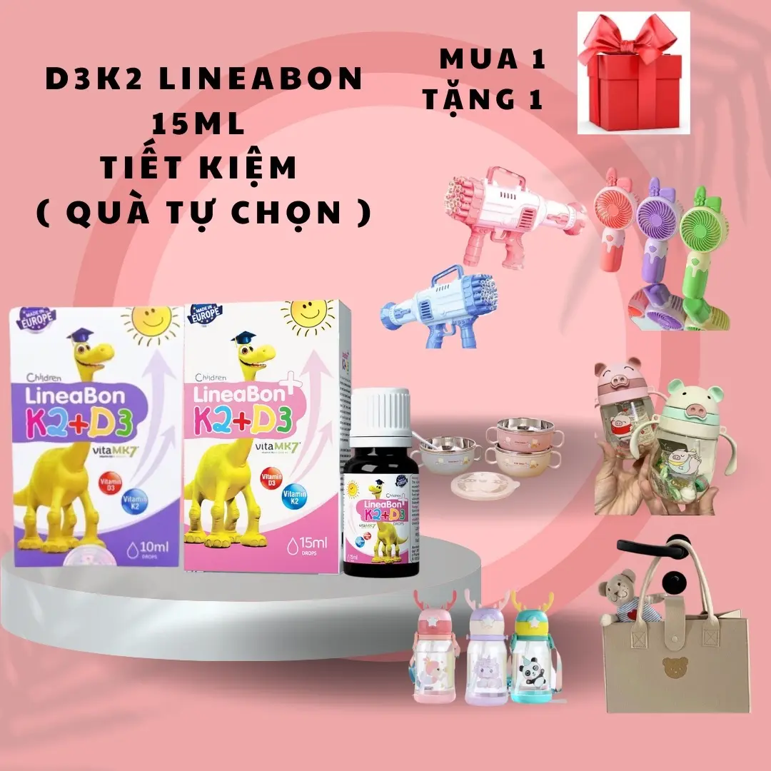 [ĐÃ HẾT TẶNG THÌA INOX_ chỉ còn quà shop ] VITAMIN D3K2 Mk7 LINEANBON hỗ trợ phát triển chiều cao, giúp bé cứng cáp xương 10ml, 15 ml dạng giọt Trẻ sơ sinh Cho Bé có chiều cao tốt nhất d3k2  tinh