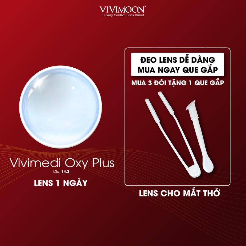 Lens trong suốt 1 ngày cận cho mắt thở không cần ngâm trước khi đeo, chất liệu Silicone Hydrogel, độ ẩm 45% đeo êm mềm 10-12h Vivimoon ( Giá 01 đôi)